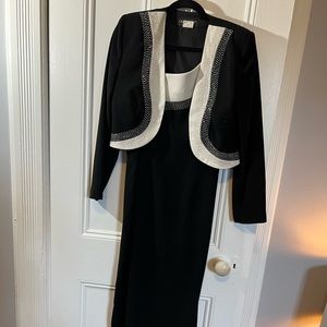 Obsessions Couture Black & White Formal Dress with Jacket Size 8